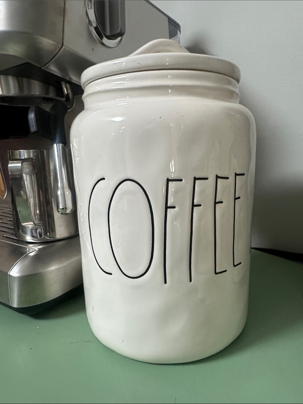 Rae Dunn White Ceramic COFFEE Canister with Black Lettering